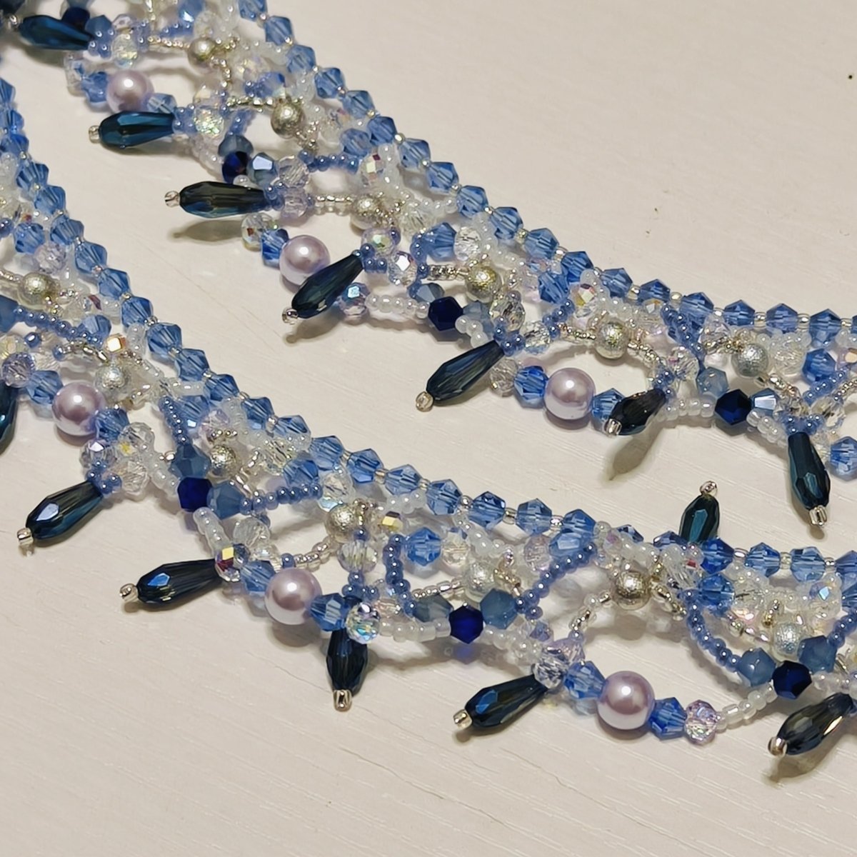 Mariam's Collection Handmade Woven Beaded Necklace | Glass Beads & Shell Pearls Choker | Intricate Seed Bead Art Necklace (MAC343) — detail shot 8