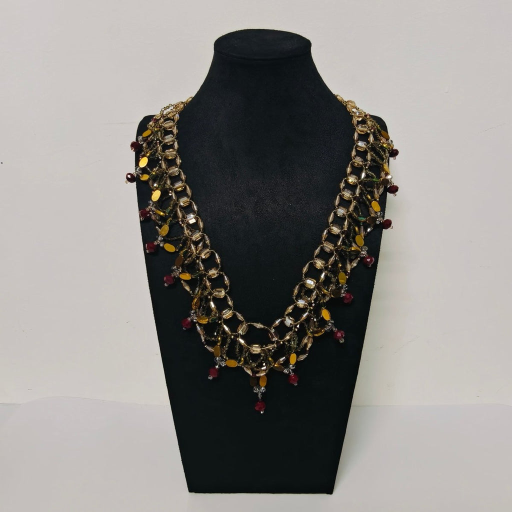 Mariam's Collection Handmade Woven Beaded Necklace | Glass Beads & Shell Pearls Choker | Intricate… — lifestyle context