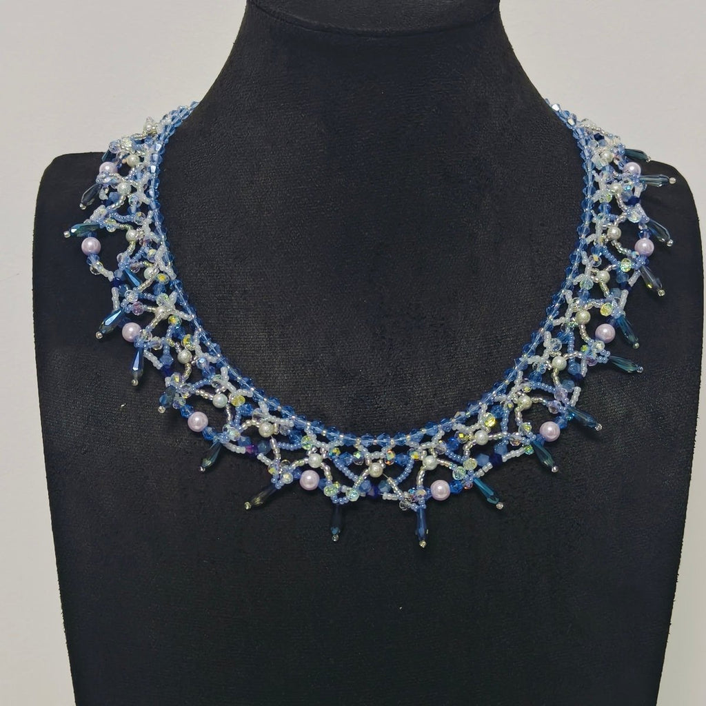 Mariam's Collection Handmade Woven Beaded Necklace | Glass Beads & Shell Pearls Choker | Intricate Seed Bead Art Necklace (MAC343) — detail shot 7