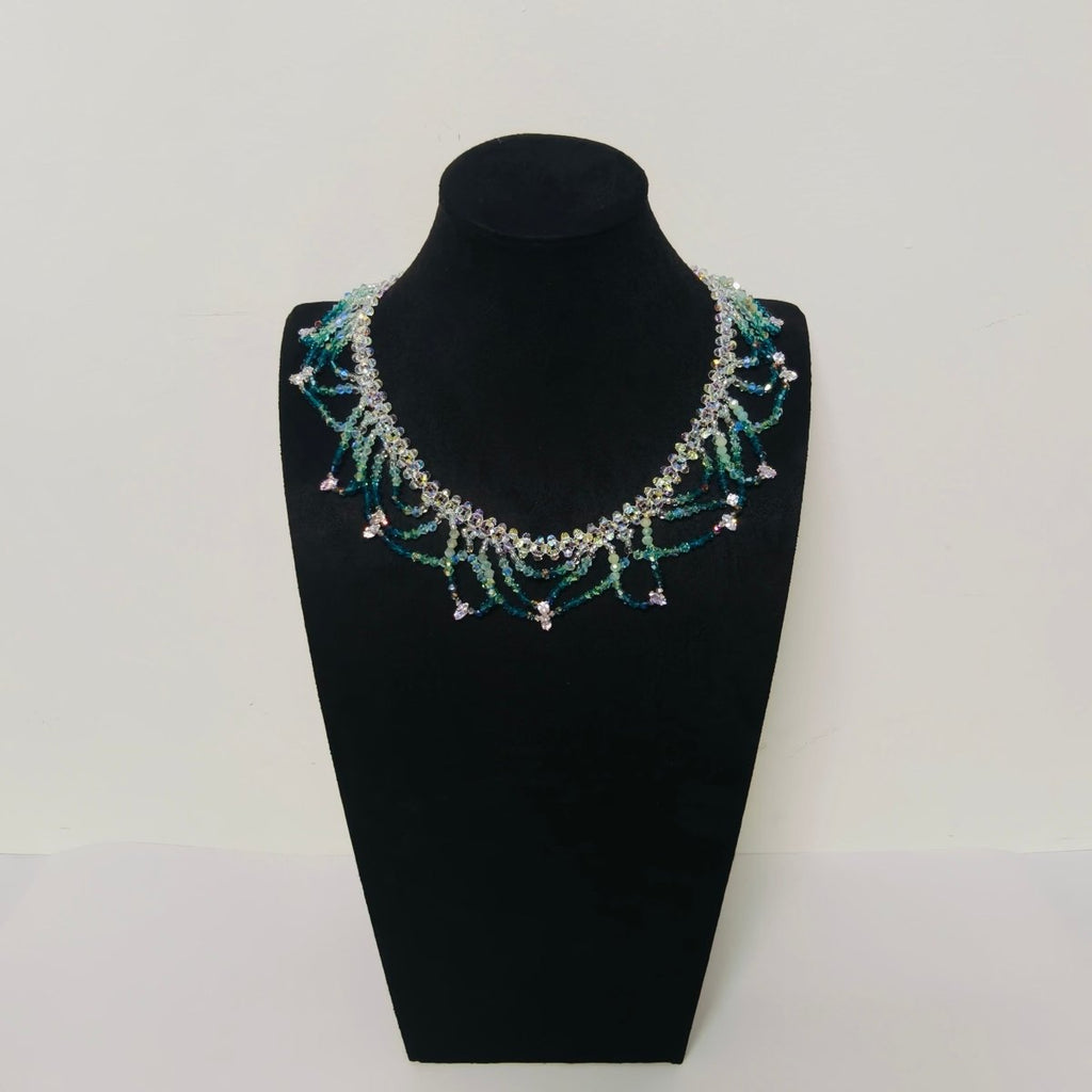 Mariam's Collection Handmade Woven Beaded Necklace | Glass Beads & Shell Pearls Choker | Intricate… — color detail