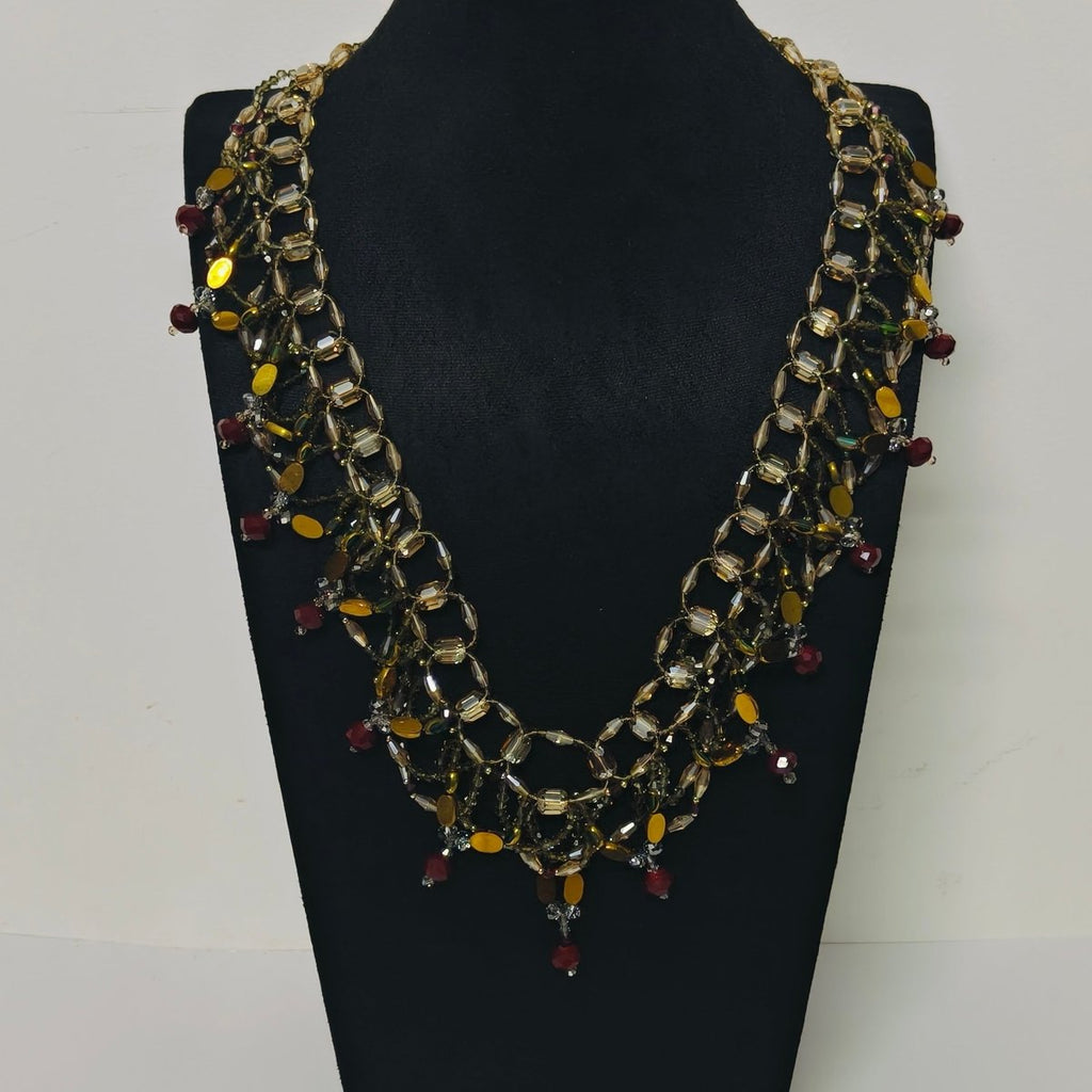 Mariam's Collection Handmade Woven Beaded Necklace | Glass Beads & Shell Pearls Choker | Intricate… — flat-lay composition