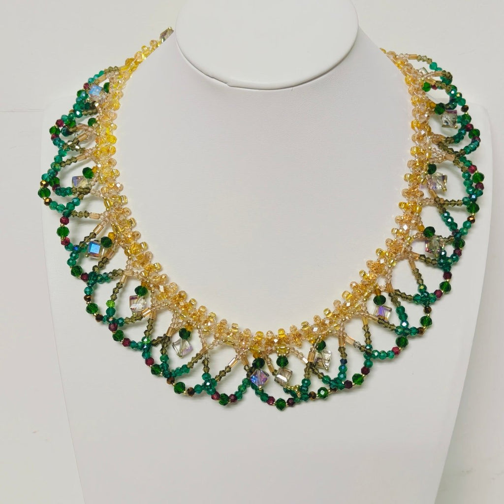 Mariam's Collection Handmade Woven Beaded Necklace | Glass Beads & Shell Pearls Choker | Intricate Seed Bead Art Necklace (MAC343) — detail shot 10