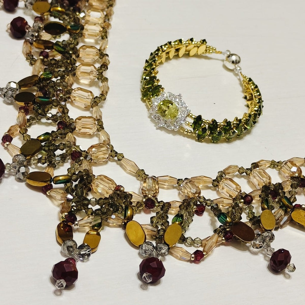 Mariam's Collection Handmade Woven Beaded Necklace | Glass Beads & Shell Pearls Choker | Intricate… — detail close-up