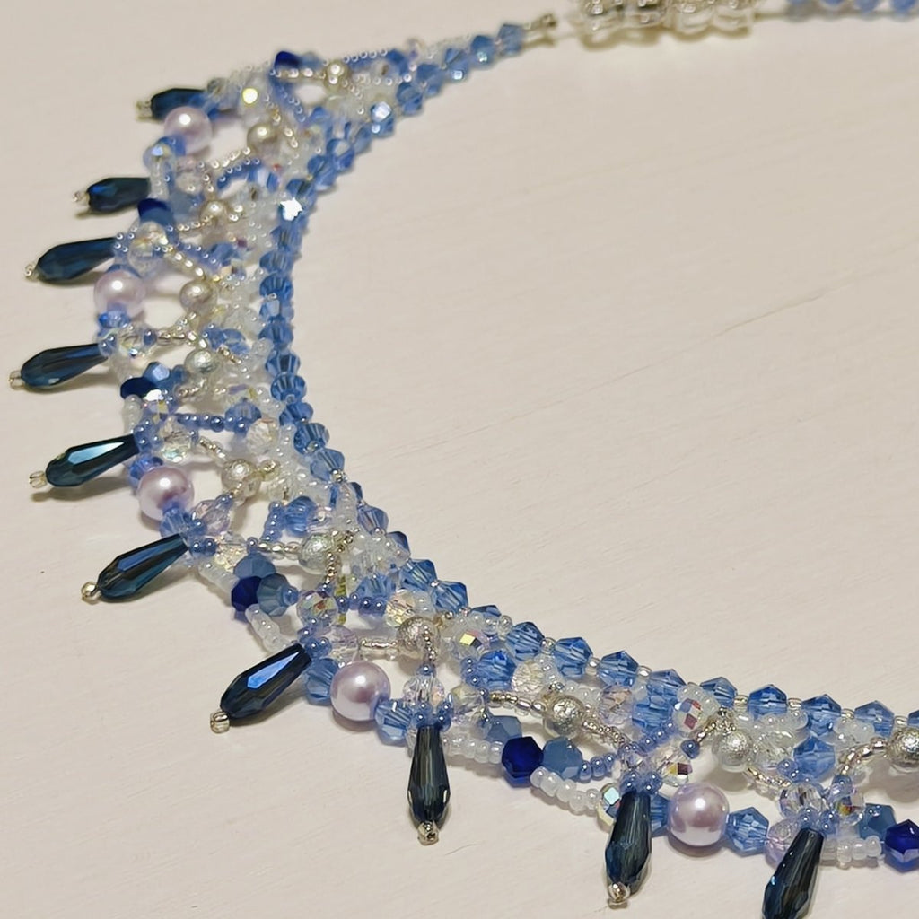 Mariam's Collection Handmade Woven Beaded Necklace | Glass Beads & Shell Pearls Choker | Intricate… — product on model
