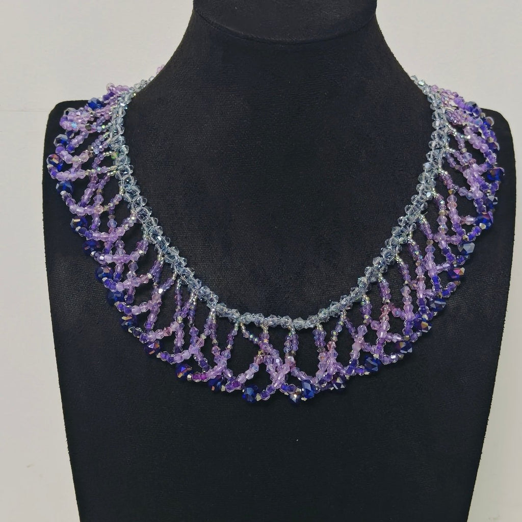 Mariam's Collection Handmade Woven Beaded Necklace | Glass Beads & Shell Pearls Choker | Intricate… — side view