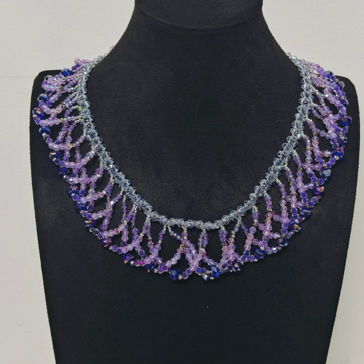 Mariam's Collection Handmade Woven Beaded Necklace | Glass Beads & Shell Pearls Choker | Intricate… — side view