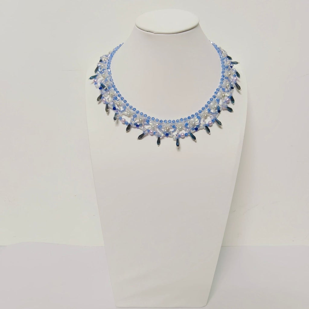 Mariam's Collection Handmade Woven Beaded Necklace | Glass Beads & Shell Pearls Choker | Intricate… — in-use photo