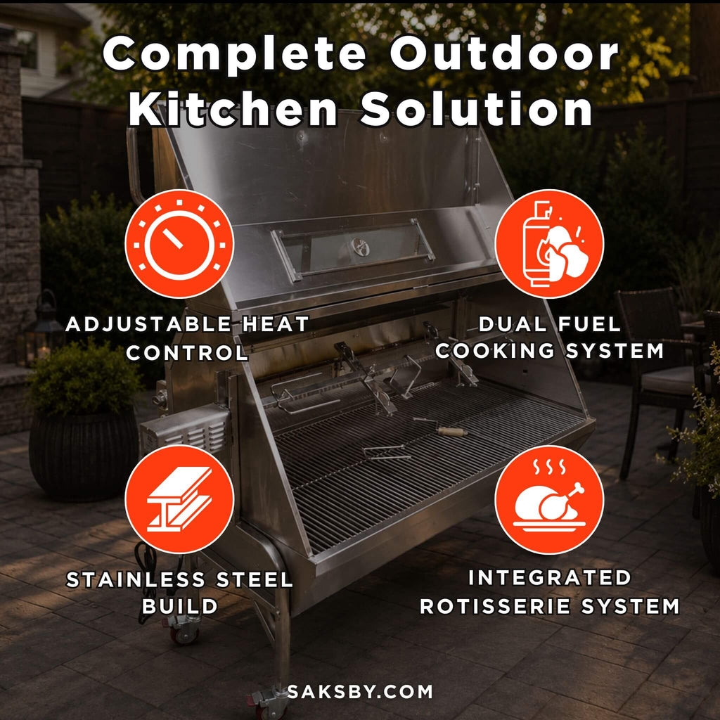 Extra-Large Stainless Steel Propane And Charcoal BBQ Rotisserie (SAK14873) – SAKSBY WHOLESALE, view 6
