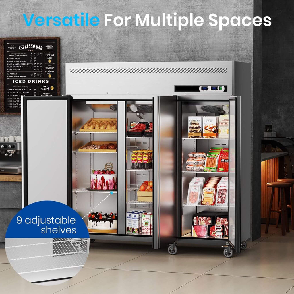 Extra-Large 72-Inch 54 Cu.Ft Commercial 3-Door Upright Reach-In Freezer Refrigerator Combo With Wheels (SAK68325) – SAKSBY WH