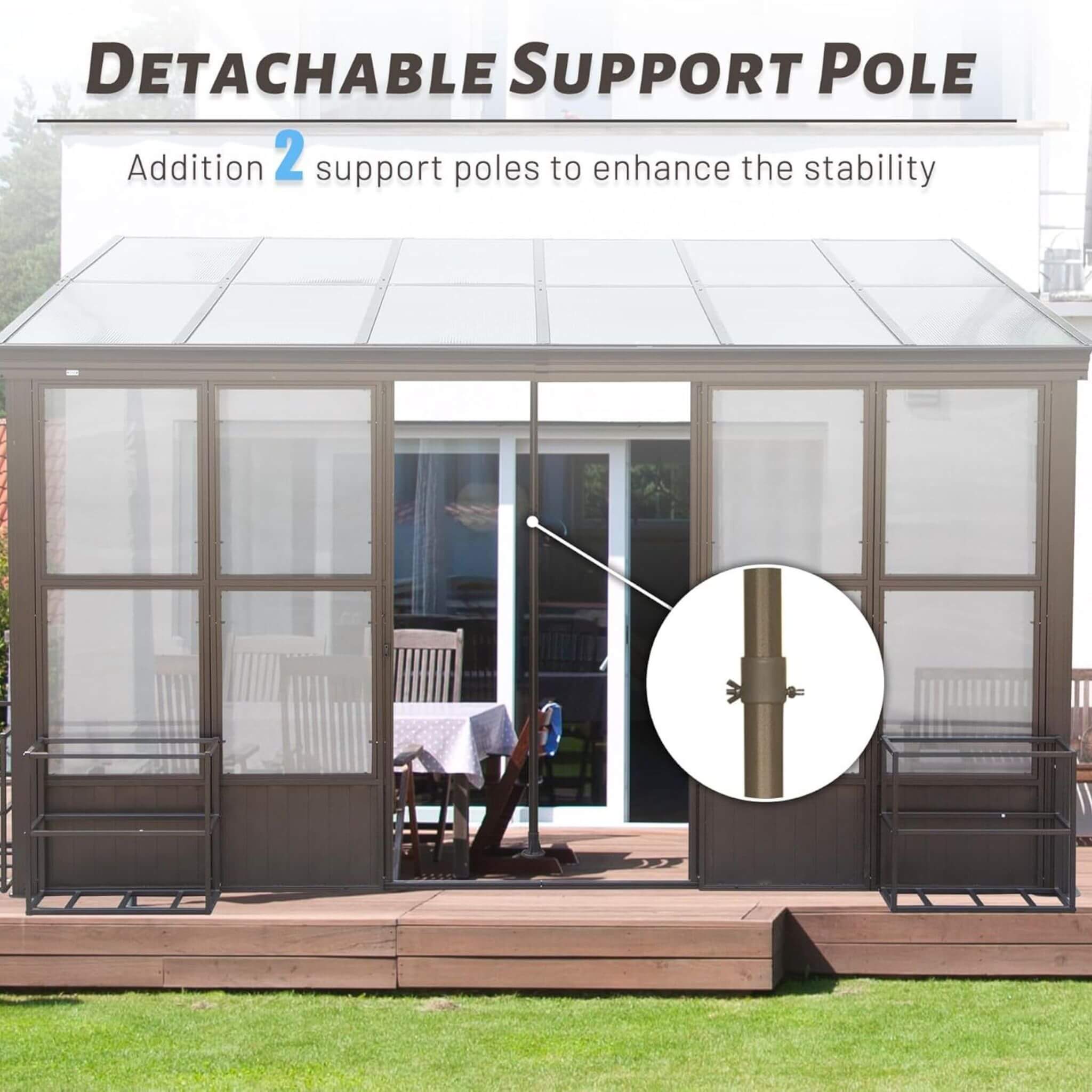 [12X16FT] Alora Horizon Extra-Large Heavy-Duty All-Season Sunroom With Sliding Doors And Polycarbonate Windows (SAK98357) – S