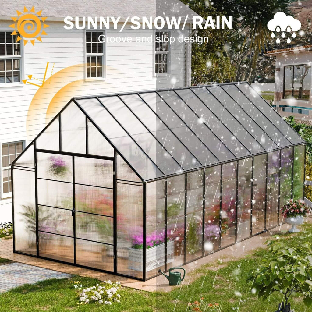 [10X20FT] Extra-Large Heavy-Duty Outdoor Backyard Greenhouse With Adjustable Roof Vents, 4MM (SAK59482) – SAKSBY WHOLESALE, v