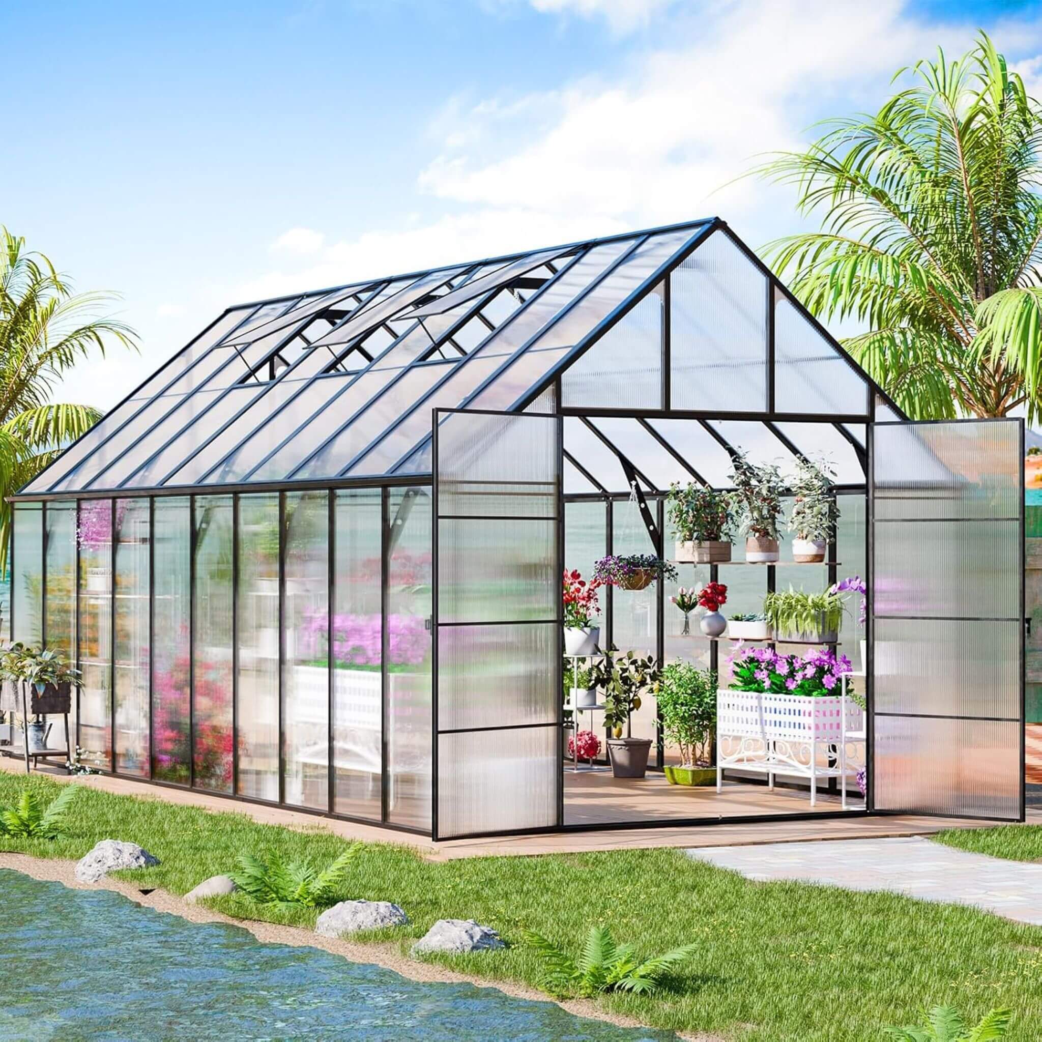 [10X20FT] Extra-Large Heavy-Duty Outdoor Backyard Greenhouse With Adjustable Roof Vents, 4MM (SAK59482) – SAKSBY WHOLESALE