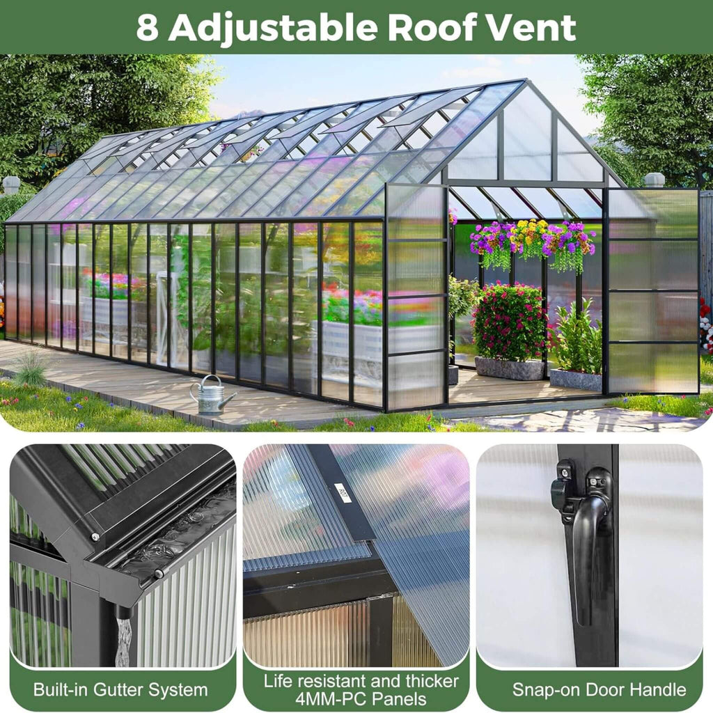 [10X36FT] Extra-Large Heavy-Duty Outdoor Walk-In Greenhouse With Adjustable Roof Vents, 4MM (SAK26174) – SAKSBY WHOLESALE, vi