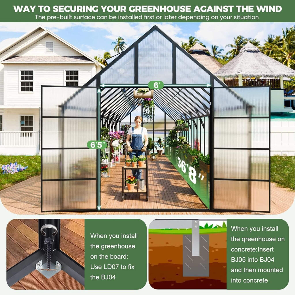 [10X36FT] Extra-Large Heavy-Duty Outdoor Walk-In Greenhouse With Adjustable Roof Vents, 4MM (SAK26174) – SAKSBY WHOLESALE, vi