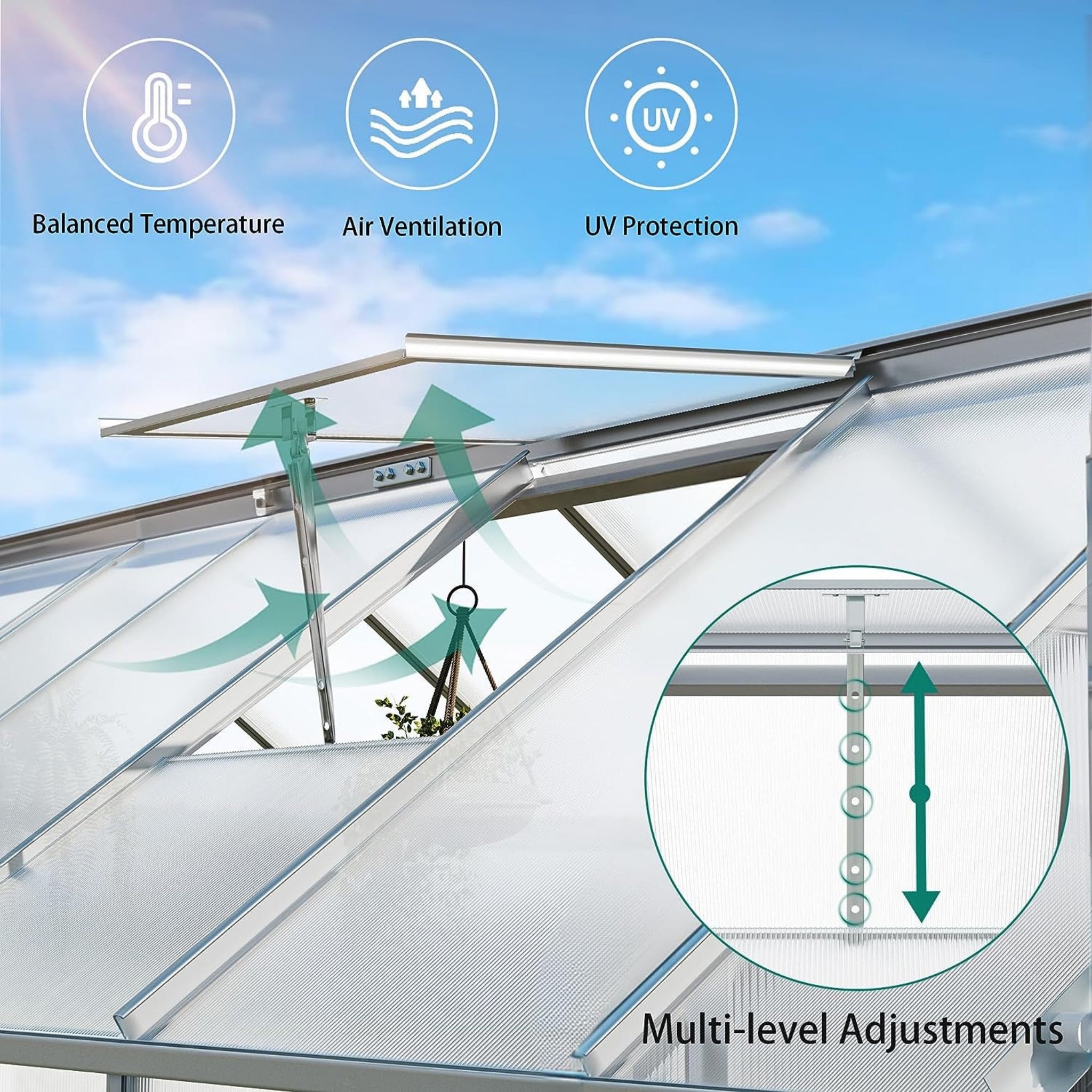 [10X12FT] Extra-Large Heavy-Duty Polycarbonate Aluminum Greenhouse With Sliding Doors And Vents (SAK74183) – SAKSBY WHOLESALE