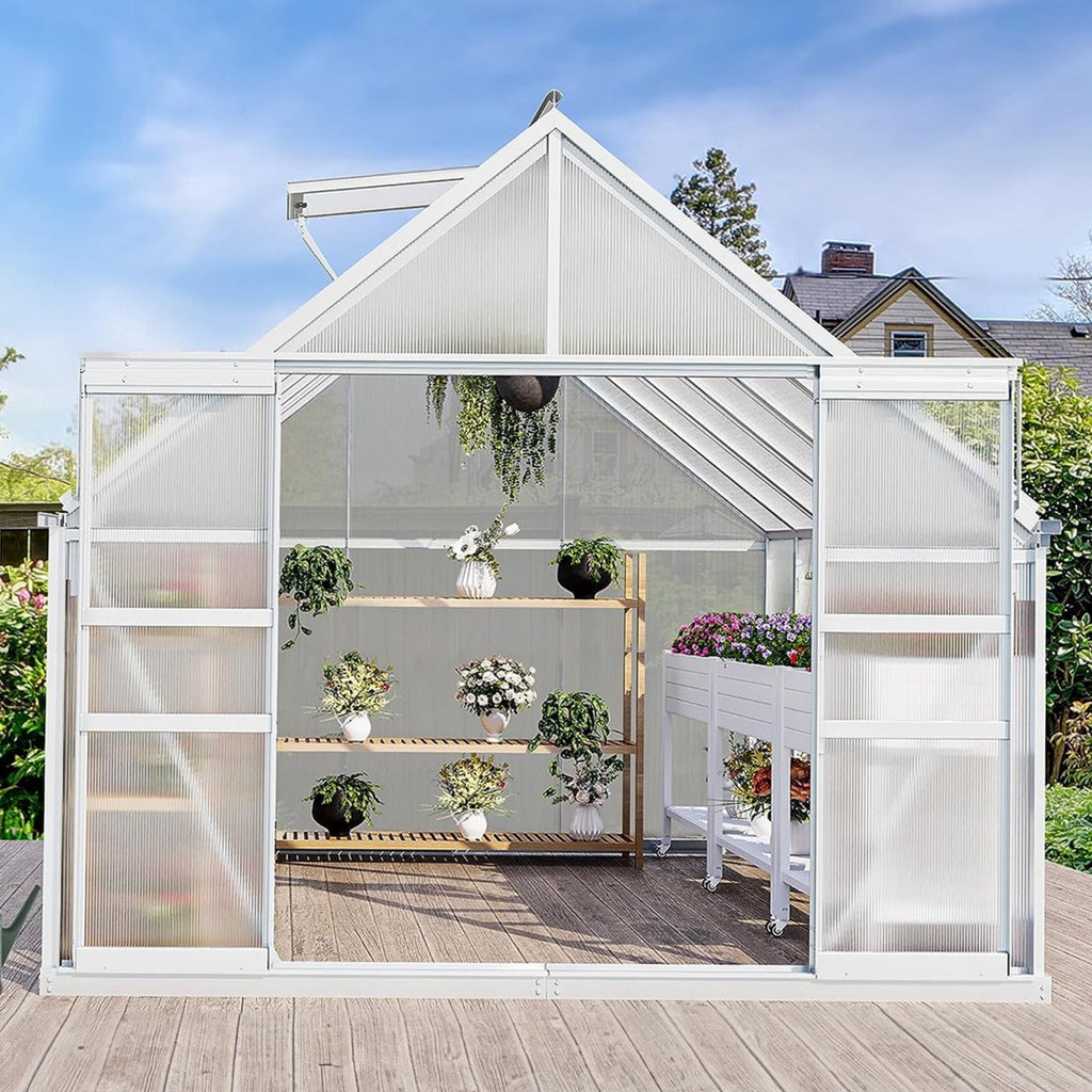 [10X12FT] Extra-Large Heavy-Duty Polycarbonate Aluminum Greenhouse With Sliding Doors And Vents (SAK74183) – SAKSBY WHOLESALE
