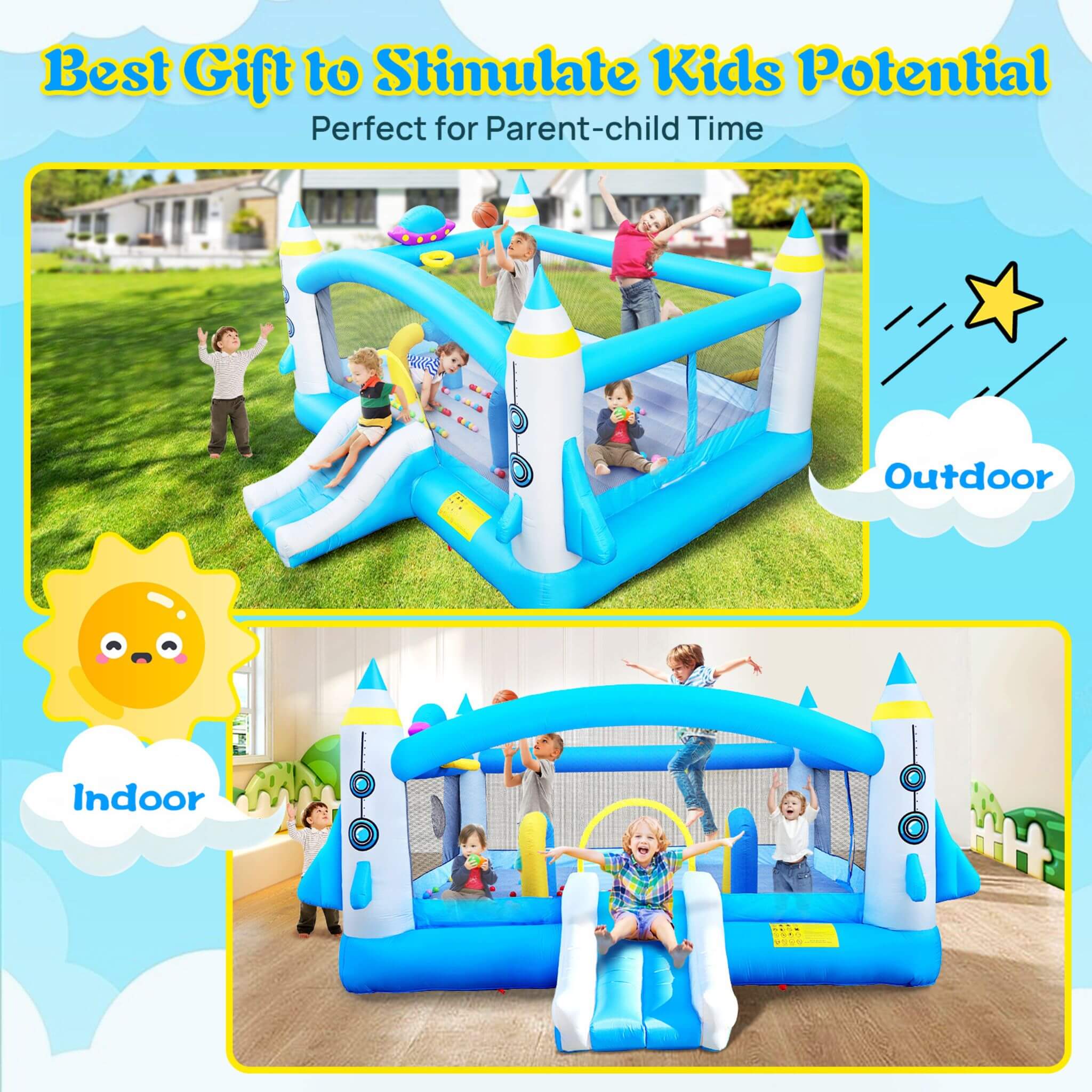 Extra-Large Multifunctional Jump'N Slide Inflatable Bouncer With Blower (SAK81243) – SAKSBY WHOLESALE, view 5