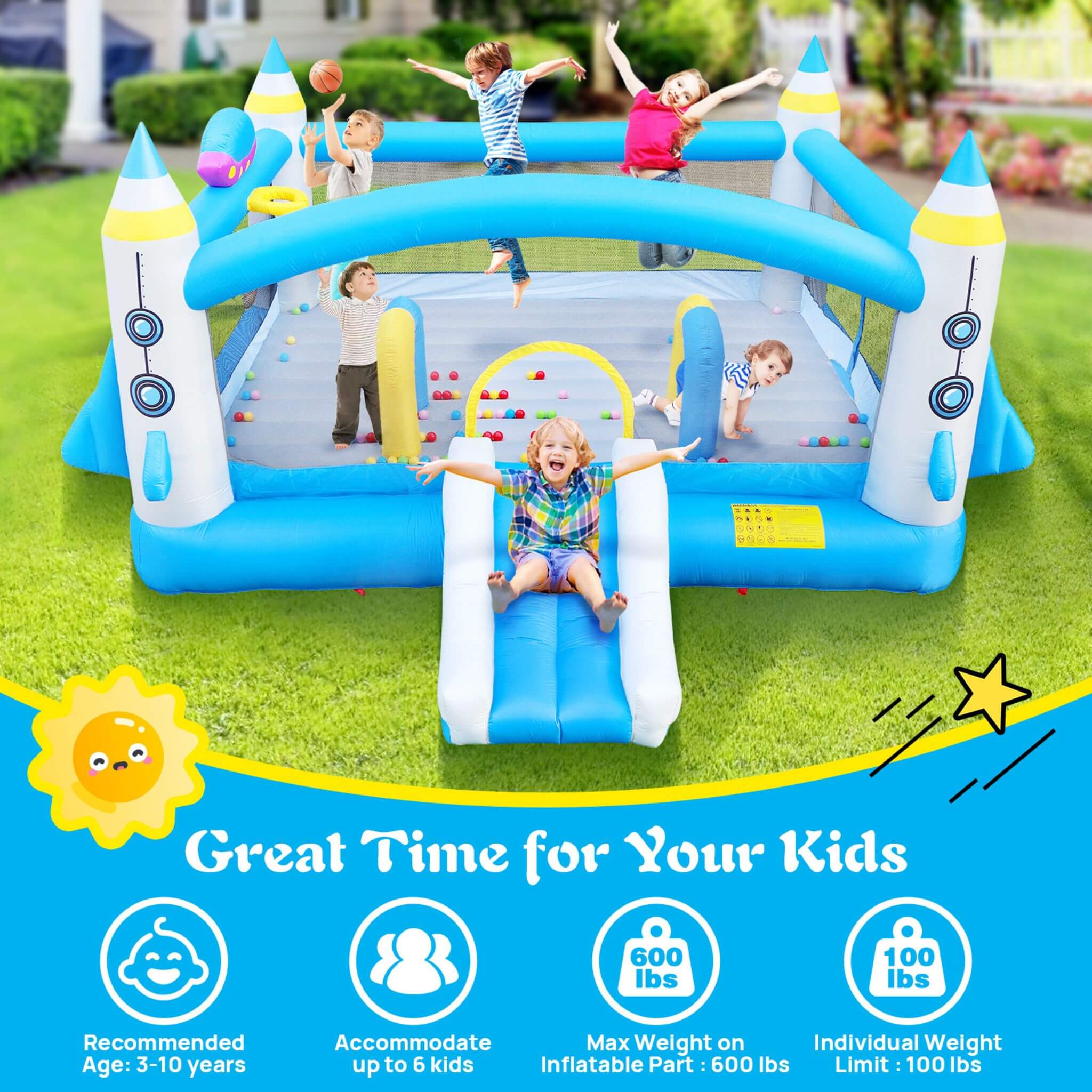 Extra-Large Multifunctional Jump'N Slide Inflatable Bouncer With Blower (SAK81243) – SAKSBY WHOLESALE, view 6