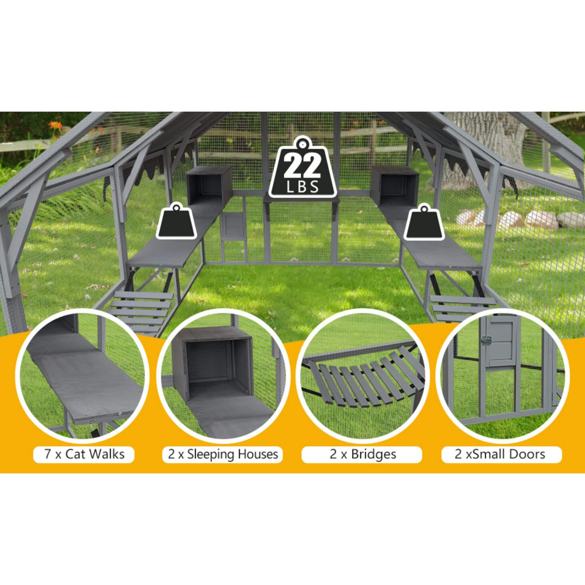 Alora Extra Large Outdoor Cat Kitten Playpen House With Platforms, And Waterproof Cover (SAK55092) – SAKSBY WHOLESALE, view 2