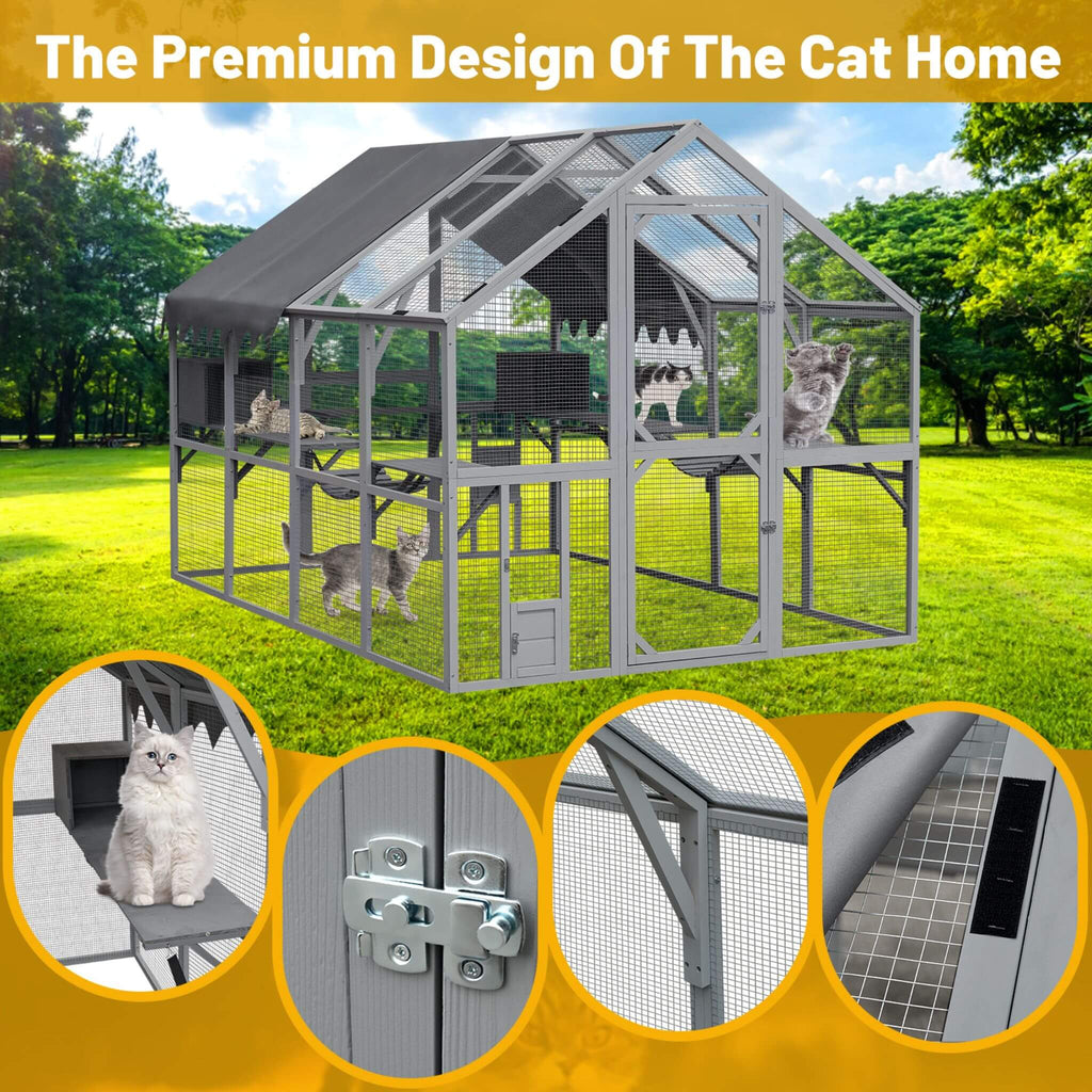 Alora Extra Large Outdoor Cat Kitten Playpen House With Platforms, And Waterproof Cover (SAK55092) – SAKSBY WHOLESALE, view 5