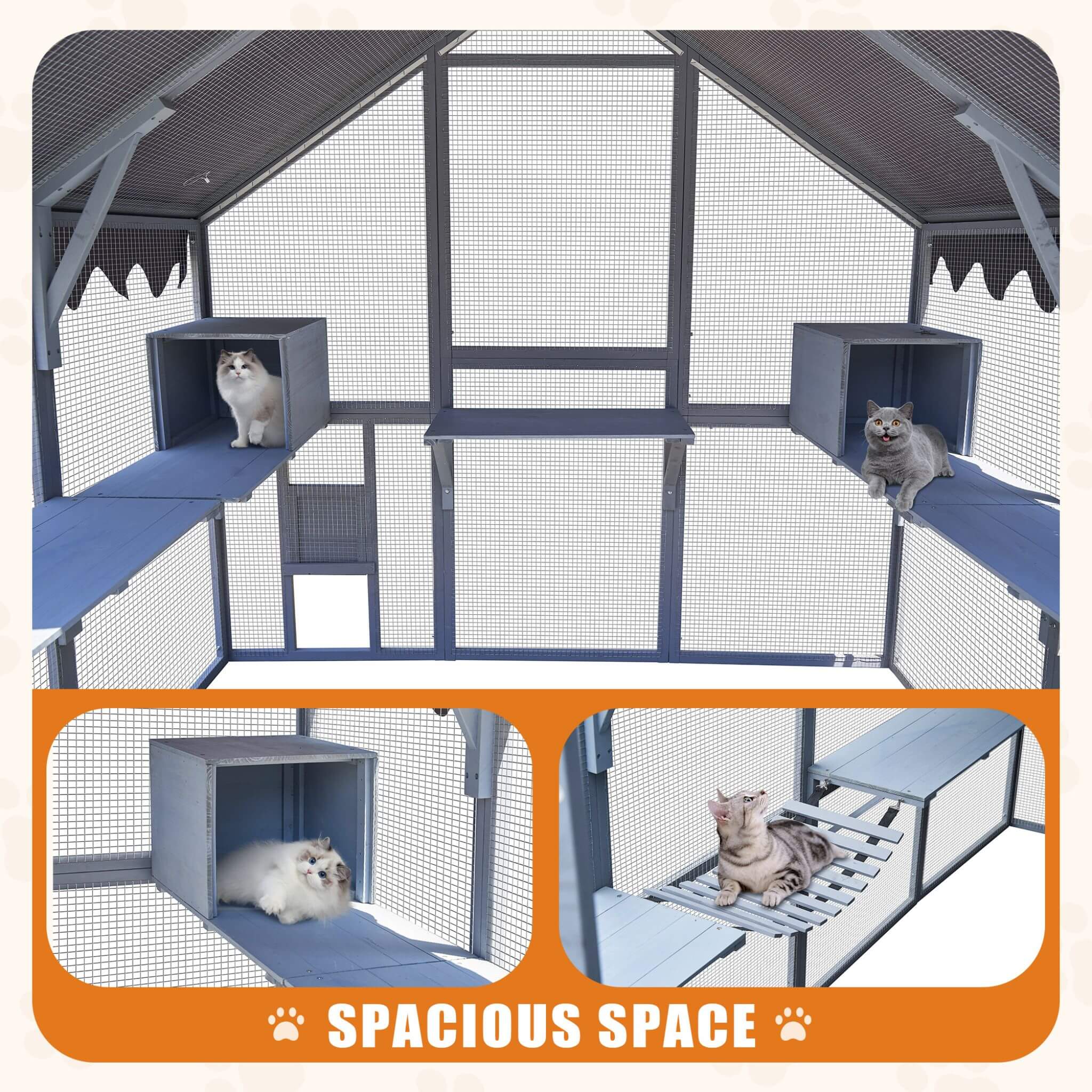 Alora Extra Large Outdoor Cat Kitten Playpen House With Platforms, And Waterproof Cover (SAK55092) – SAKSBY WHOLESALE, view 8