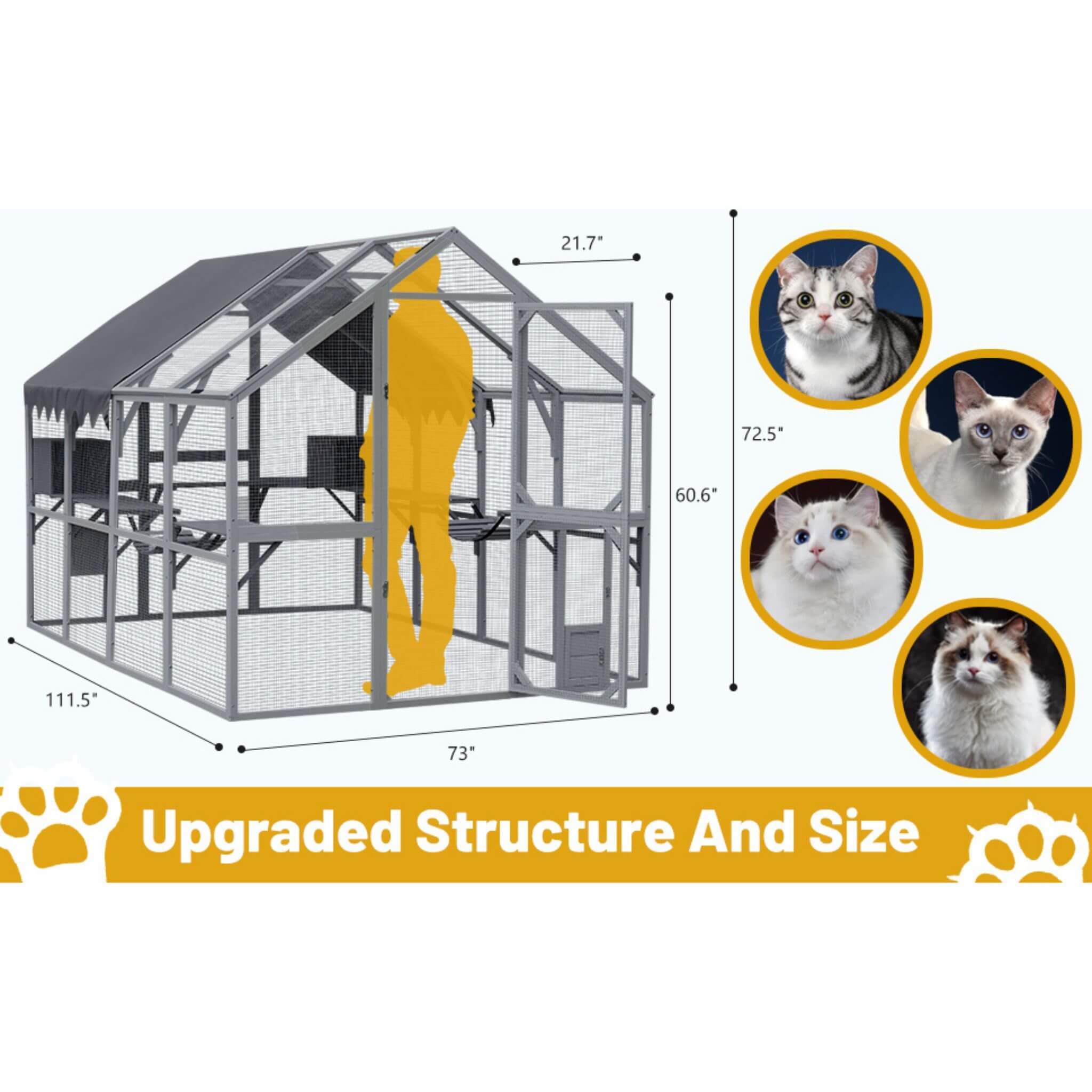 Alora Extra Large Outdoor Cat Kitten Playpen House With Platforms, And Waterproof Cover (SAK55092) – SAKSBY WHOLESALE, view 2