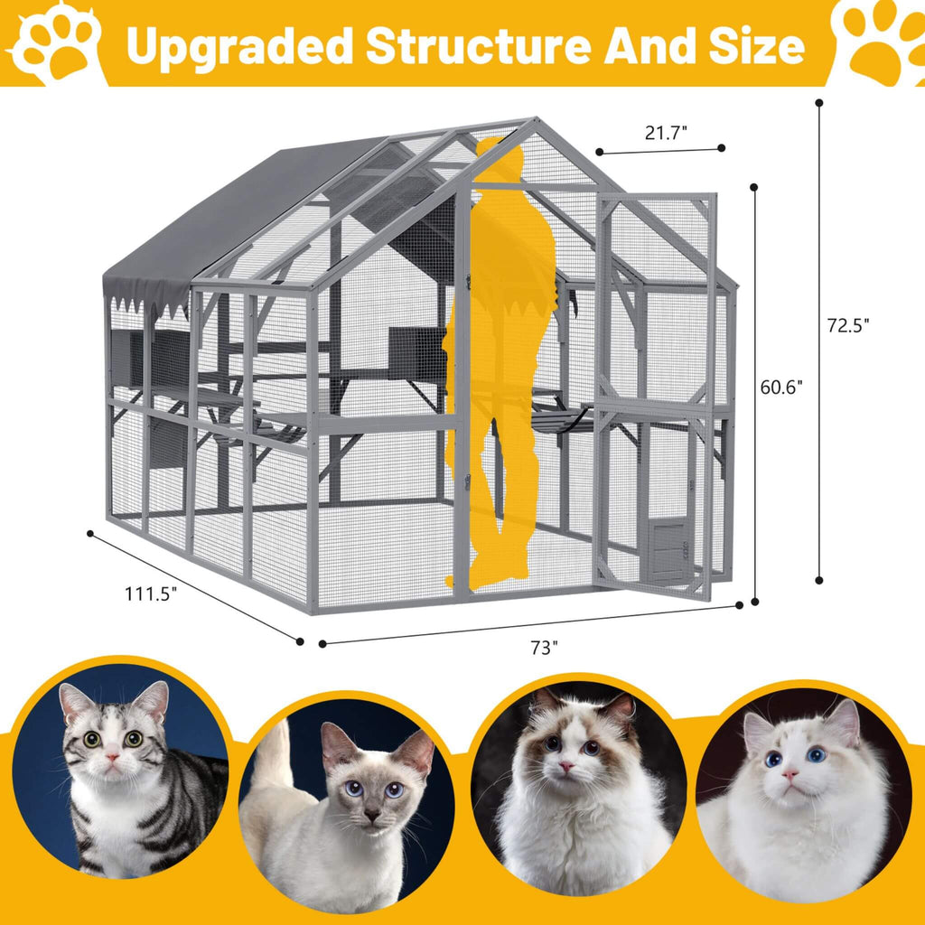 Alora Extra Large Outdoor Cat Kitten Playpen House With Platforms, And Waterproof Cover (SAK55092) – SAKSBY WHOLESALE, view 3