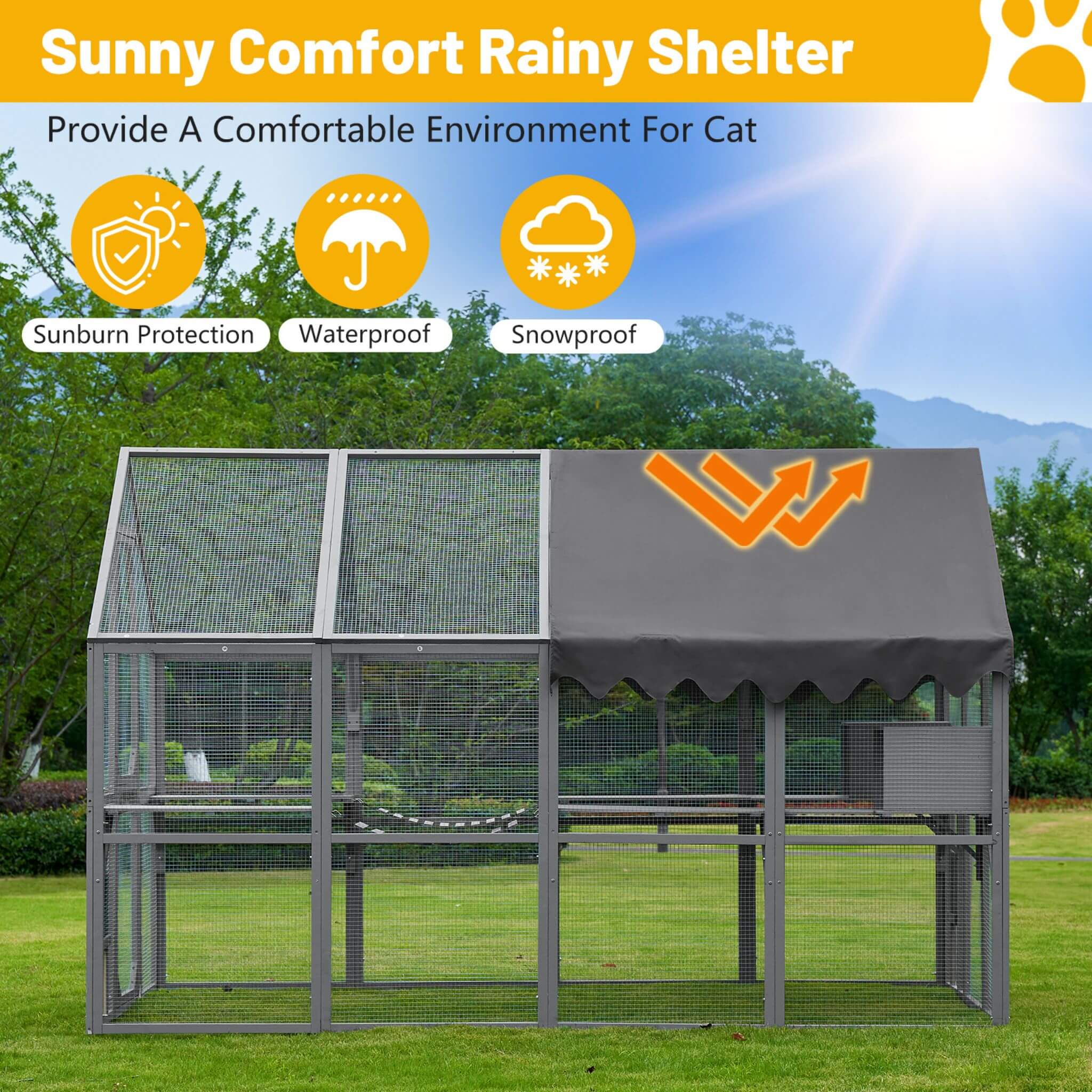 Alora Extra Large Outdoor Cat Kitten Playpen House With Platforms, And Waterproof Cover (SAK55092) – SAKSBY WHOLESALE, view 6