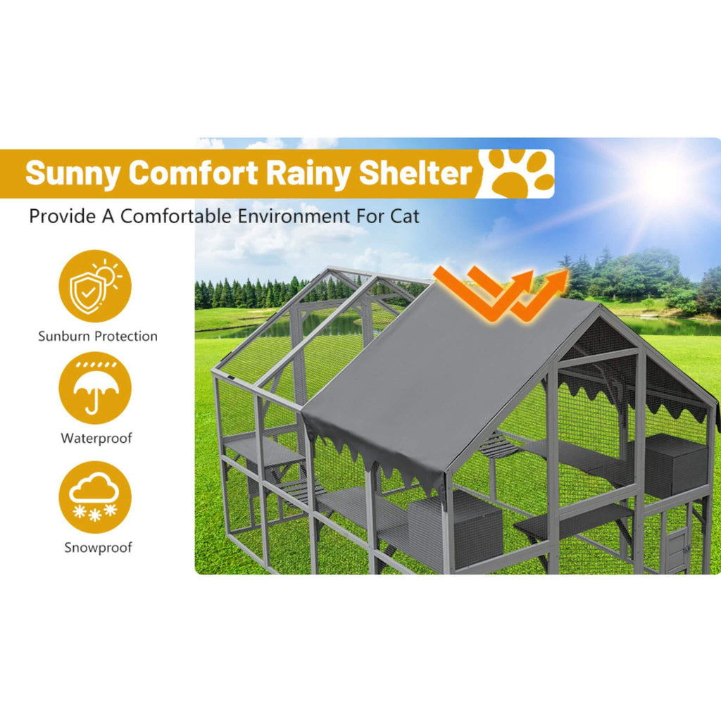 Alora Extra Large Outdoor Cat Kitten Playpen House With Platforms, And Waterproof Cover (SAK55092) – SAKSBY WHOLESALE, view 2