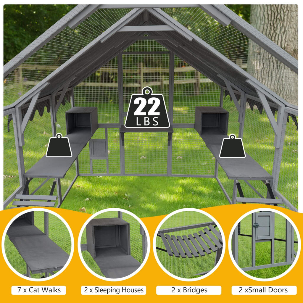Alora Extra Large Outdoor Cat Kitten Playpen House With Platforms, And Waterproof Cover (SAK55092) – SAKSBY WHOLESALE, view 7