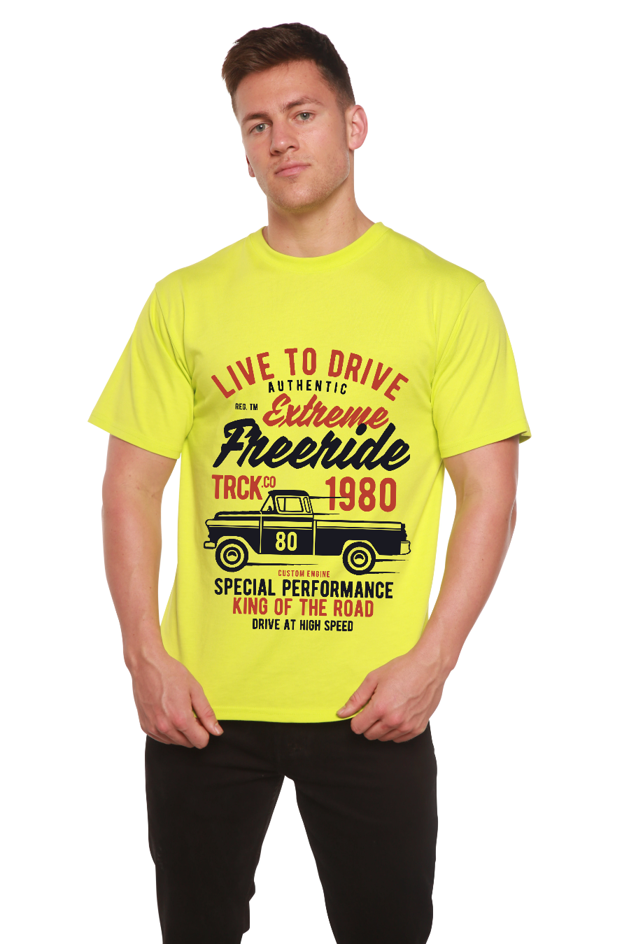 Spun Bamboo Extreme Freeride Men's Bamboo Viscose/Organic Cotton Short Sleeve Graphic T-Shirt — comparison shot