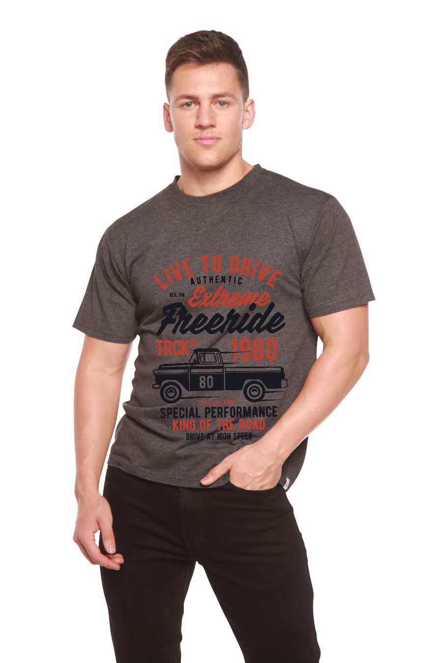 Spun Bamboo Extreme Freeride Men's Bamboo Viscose/Organic Cotton Short Sleeve Graphic T-Shirt — in-use photo
