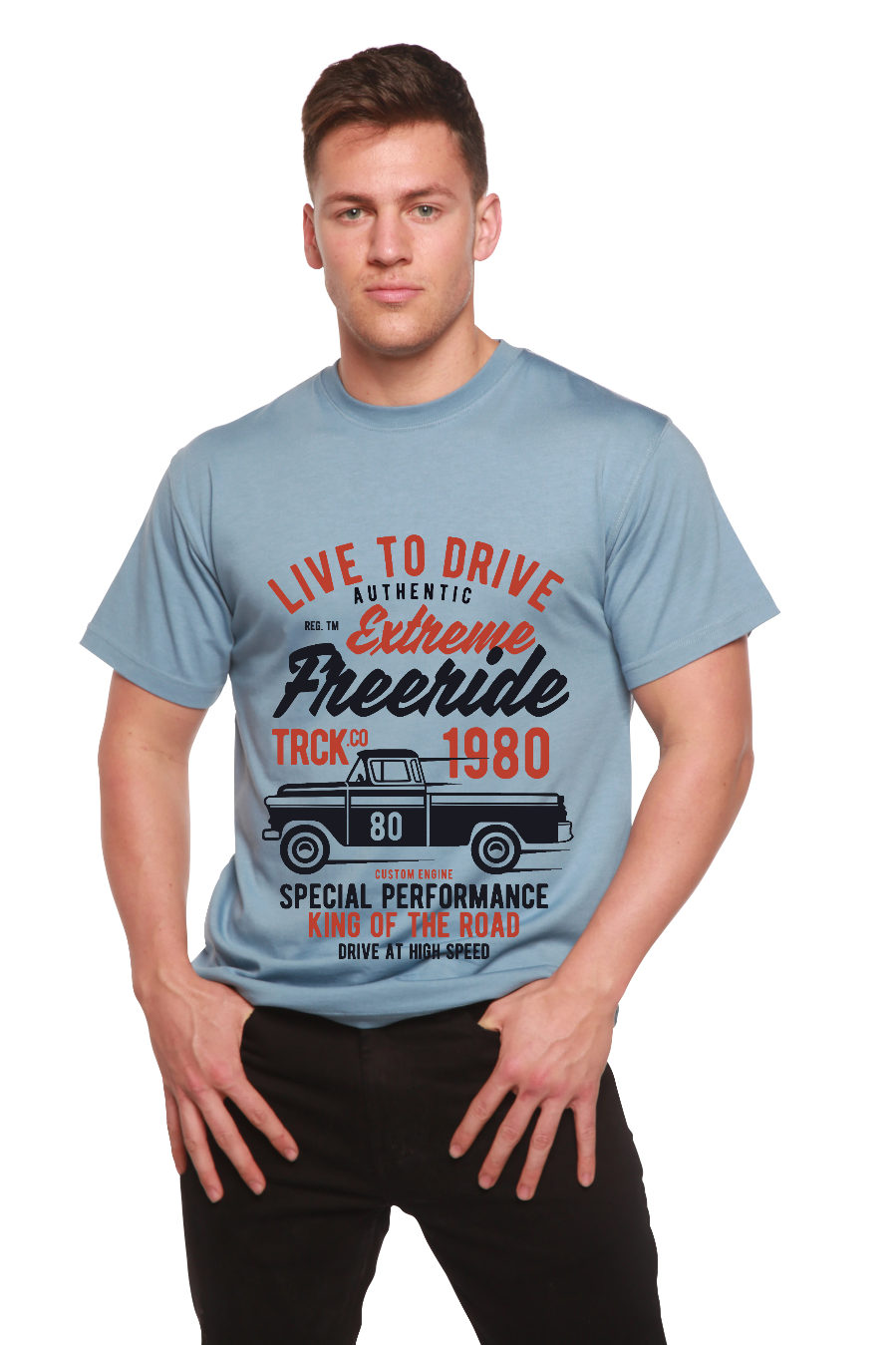 Spun Bamboo Extreme Freeride Men's Bamboo Viscose/Organic Cotton Short Sleeve Graphic T-Shirt — back view