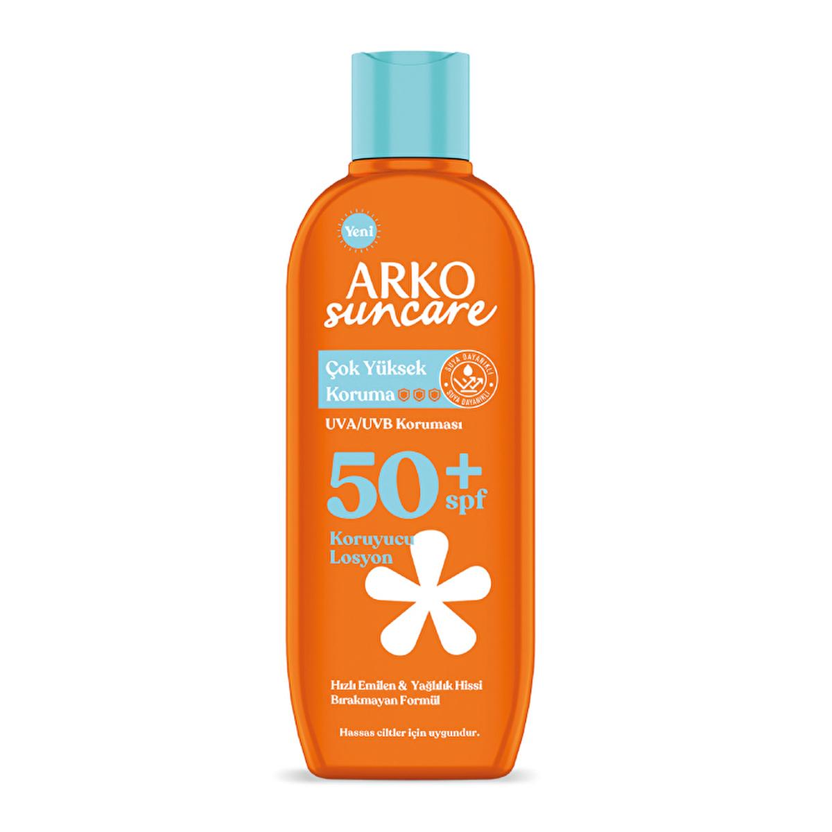 Arko Sun Care SPF 50+ Sunscreen Lotion: Ultimate UVA/UVB Protection, Reef Safe, Non-Greasy & Ideal for Sensitive Skin, 6.76 fl oz