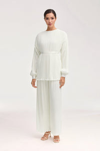 Ezra Satin Plisse Top - White Clothing Veiled 