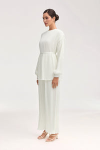 Ezra Satin Plisse Top - White Clothing Veiled 