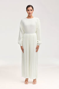 Ezra Satin Plisse Wide Leg Pants - White Clothing Veiled 