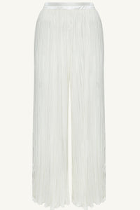 Ezra Satin Plisse Wide Leg Pants - White Clothing Veiled 