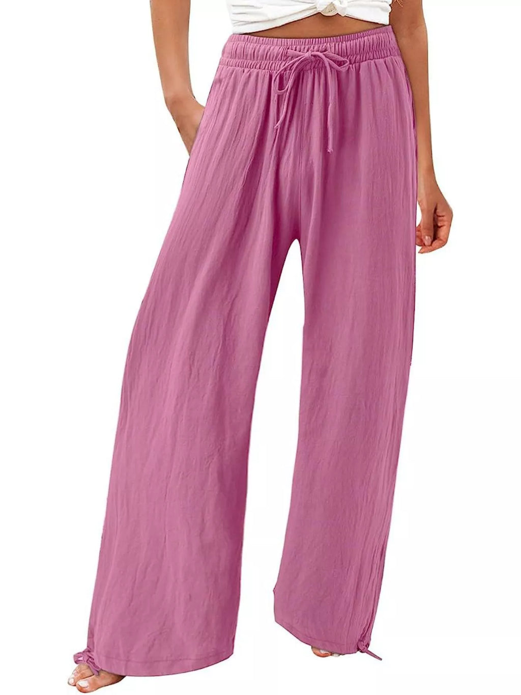Full Size Wide Leg Pants with Drawstring Waist Plus Size