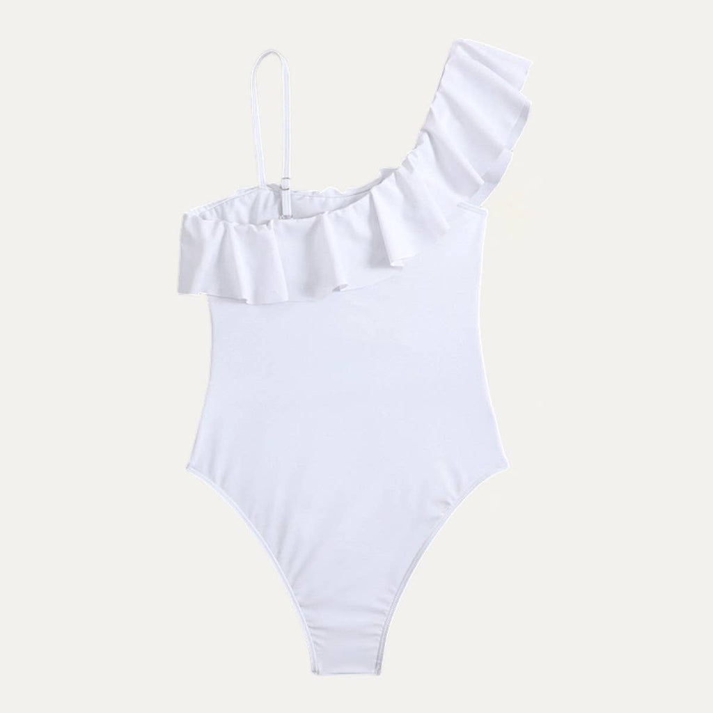 Pretty Little Patriot Pretty Little Patriot Kimberly White One-Piece Swimsuit — Pretty Little Patriot branding close-up