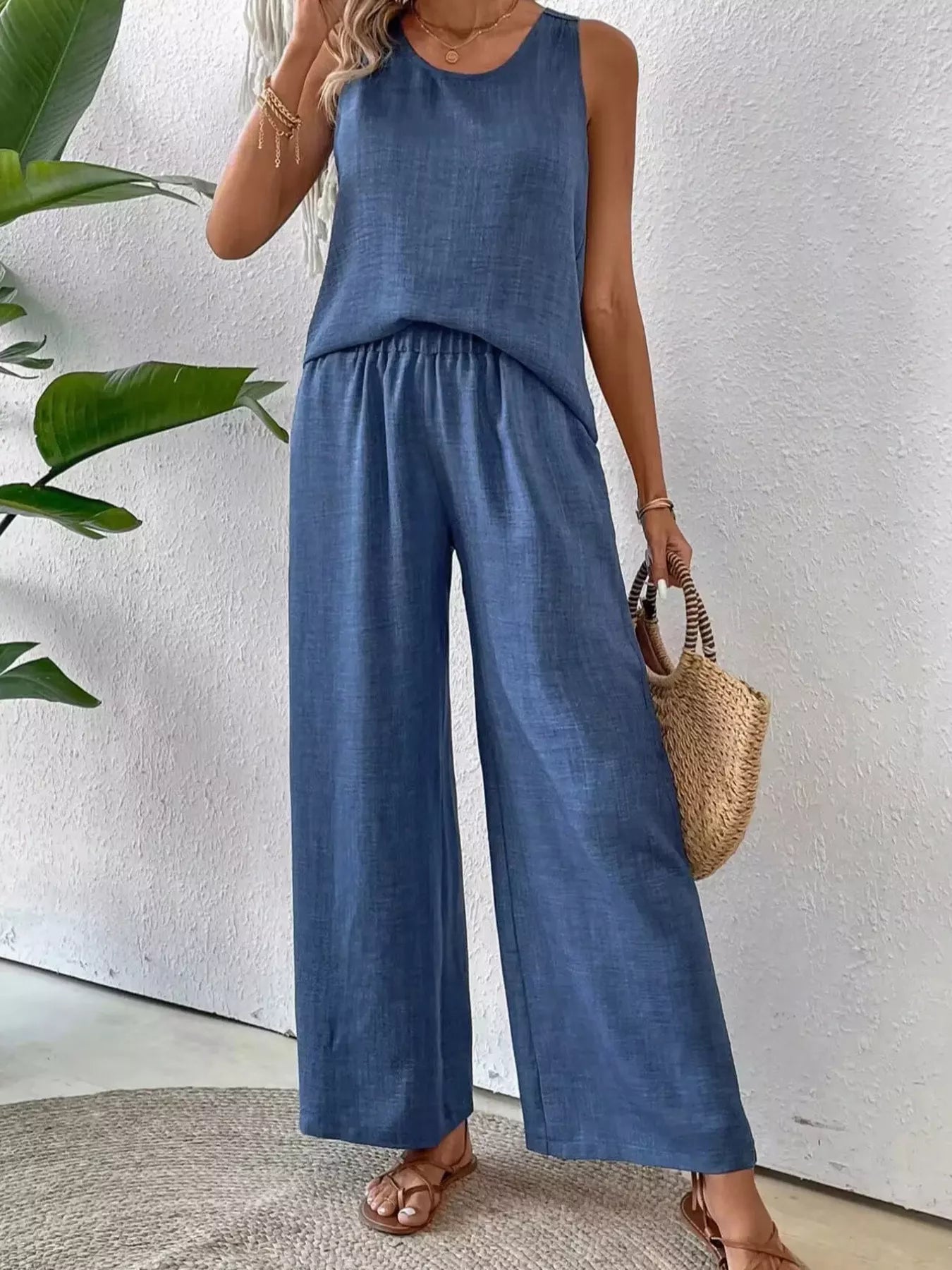 Round Neck Tank and Pants Set