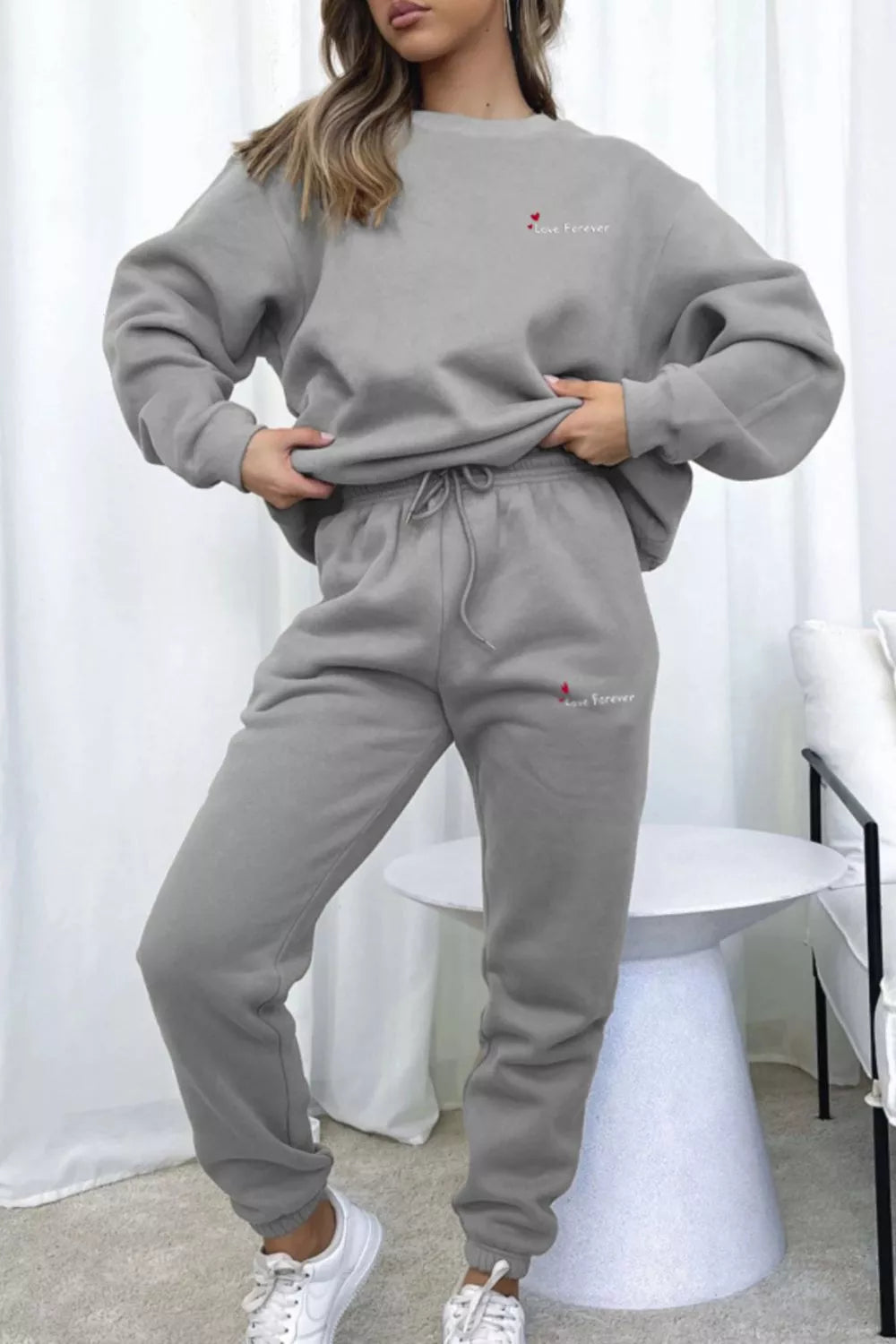 Round Neck Sweatshirt and Joggers Set