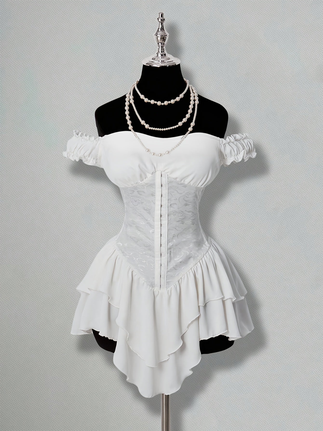 MyClosetAid One-Shoulder Dress with a Fitted Waist And Back Tie, Features Puff Sleeves And a Stylish, Elegant Cake Skirt — li