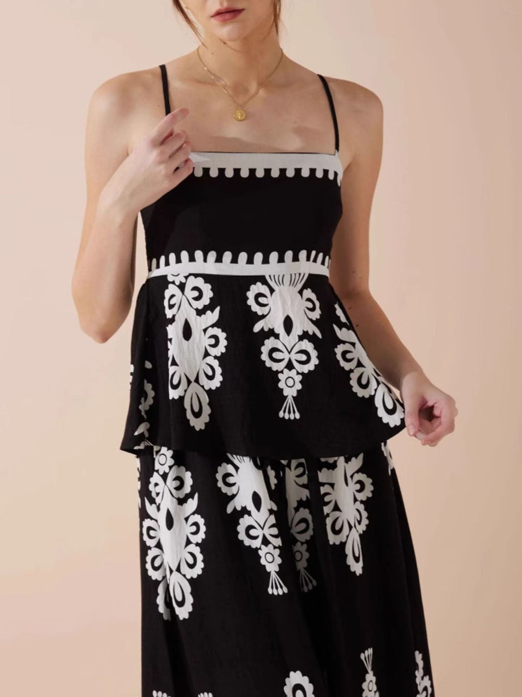 Printed Cami and Wide Leg Pants Set
