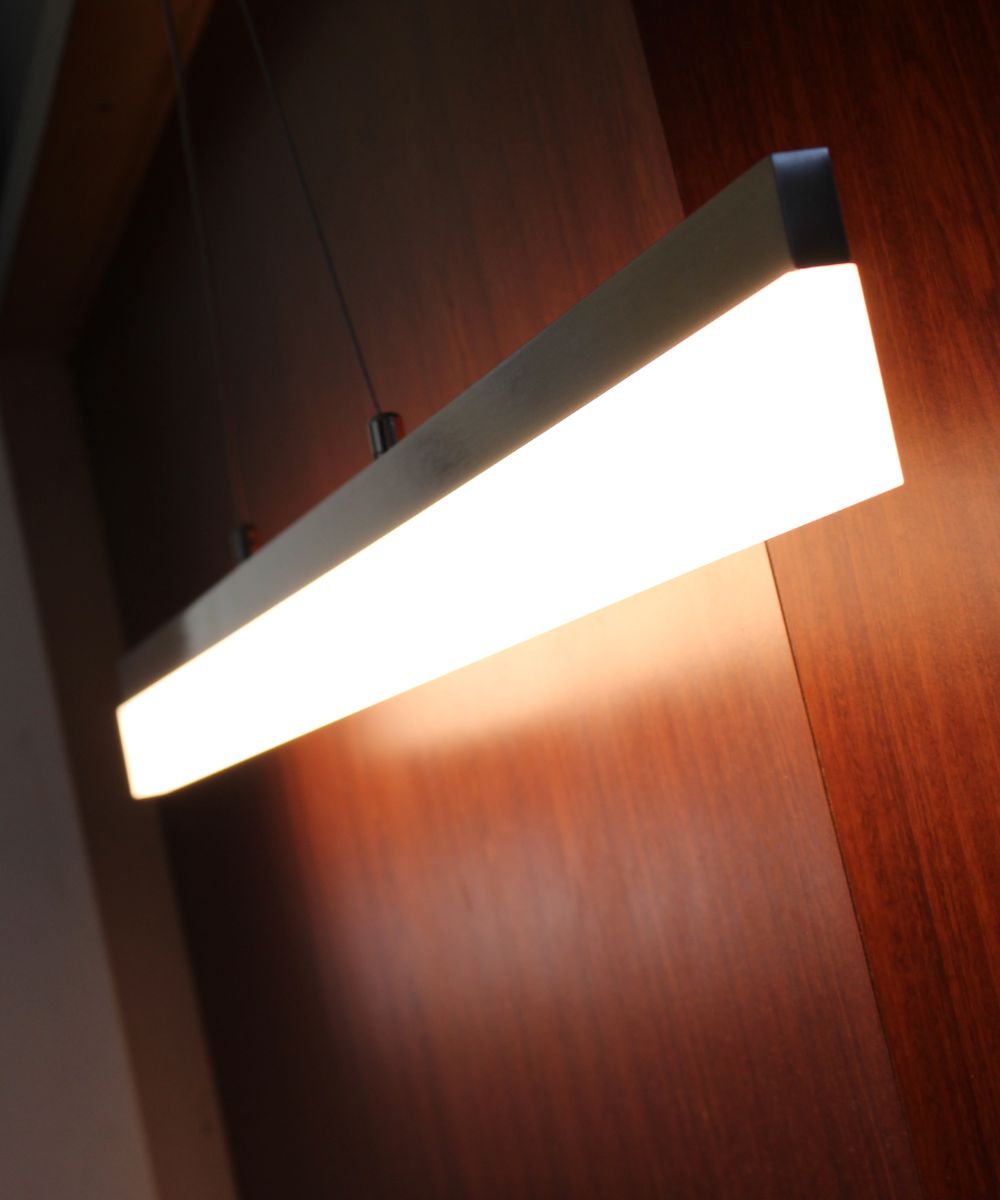 36"W 1-Light Linear Bar Ribbon LED Kitchen Island Light Fixture Brushed Nickel Finish Acrylic Shade – LampsUSA, view 5