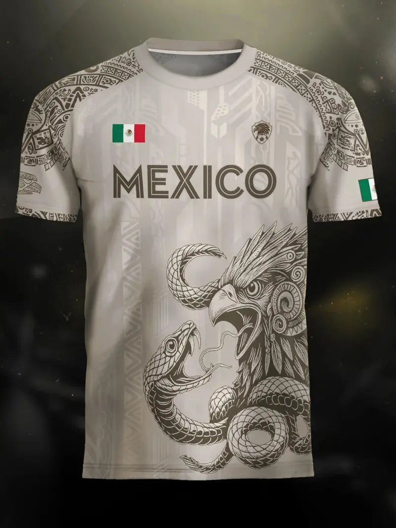 Mexico Aztec Eagle Heritage Soccer Jersey – All Over Print Men's Football Shirt, Mexican Pride Fan Apparel