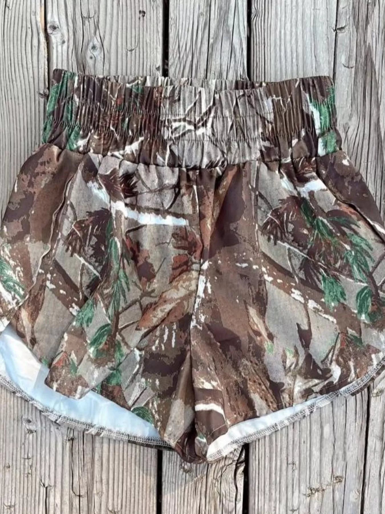Camo Print Elastic Waist Shorts