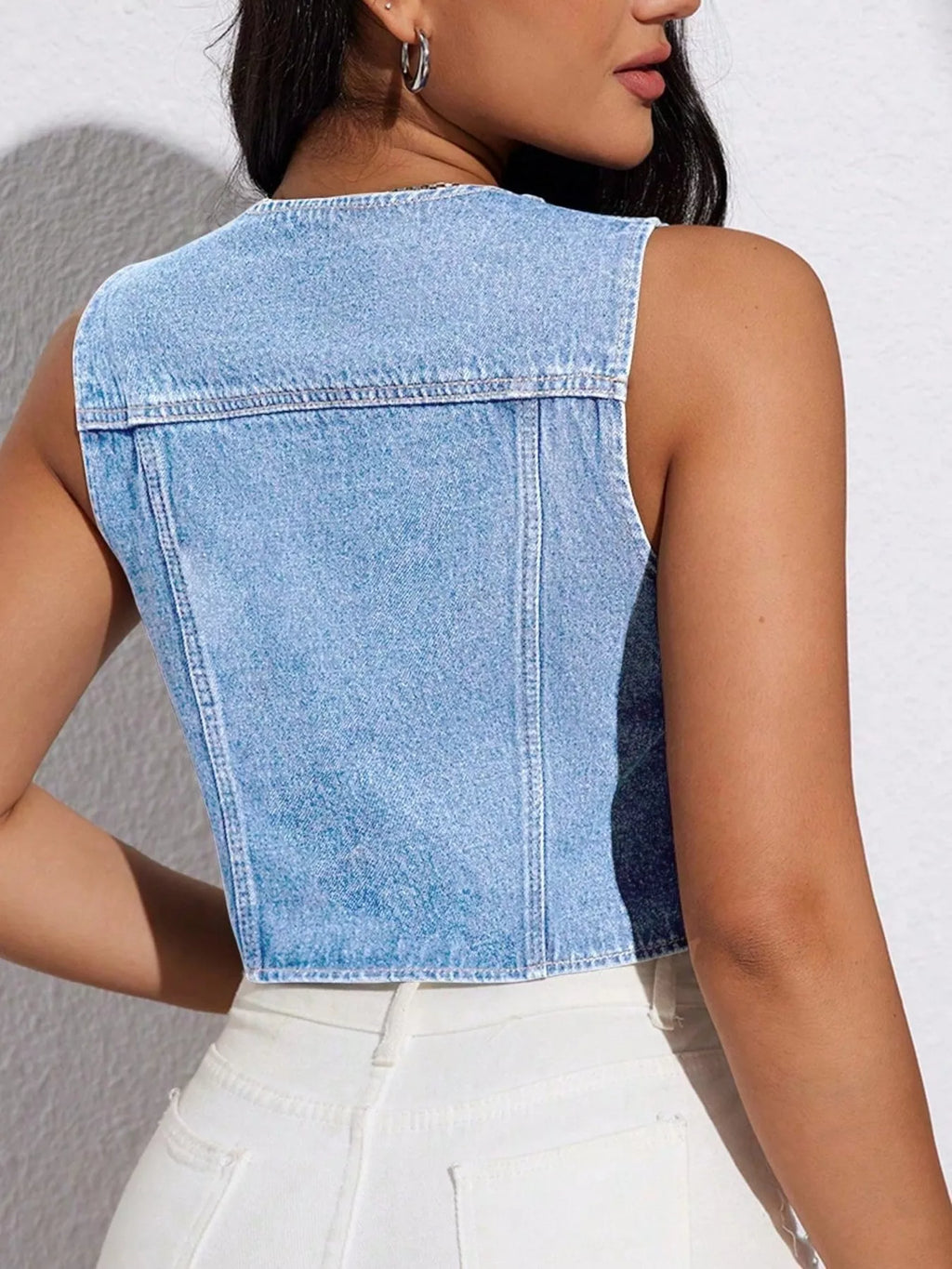 Tie-Front Denim Vest
