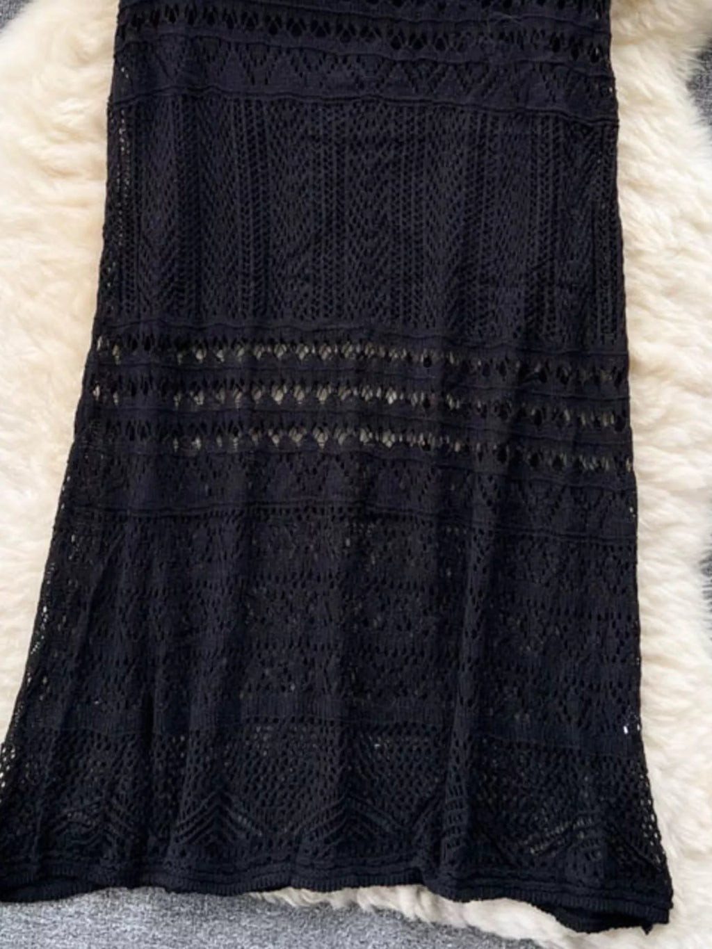 Knitted Hollow Out Maxi Skirt