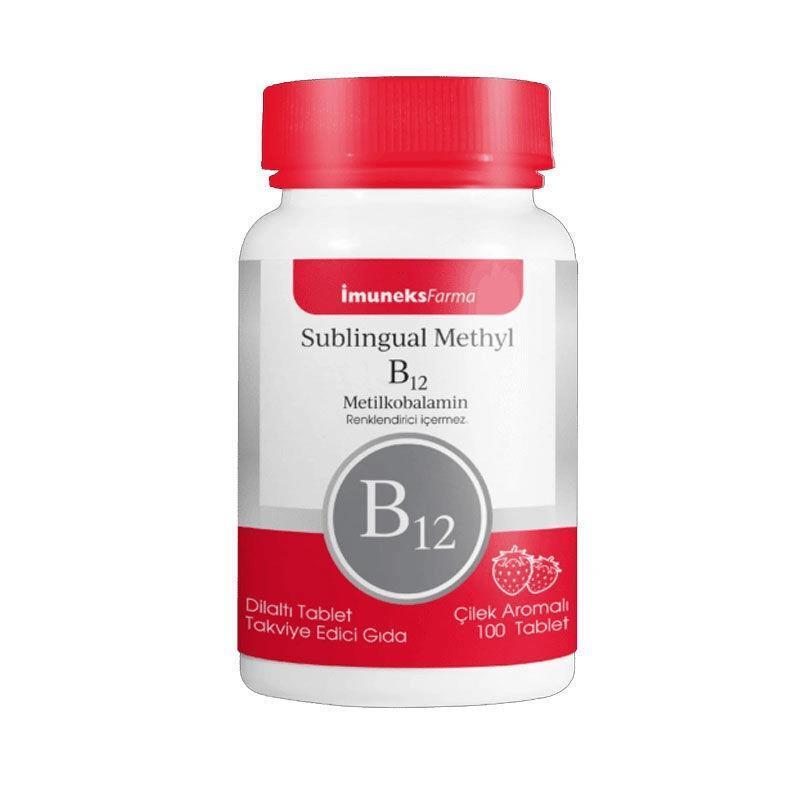 İmuneks Farma Sublingual Methyl B12 100 Tablets - Vitamin B12 Supplement for Energy & Nerve Health